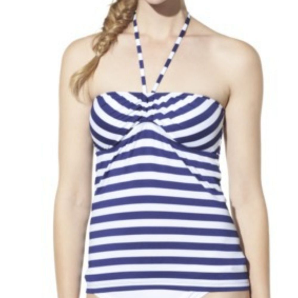 Mossimo Supply Co. Striped Halter Tie Tank Bikini Top S